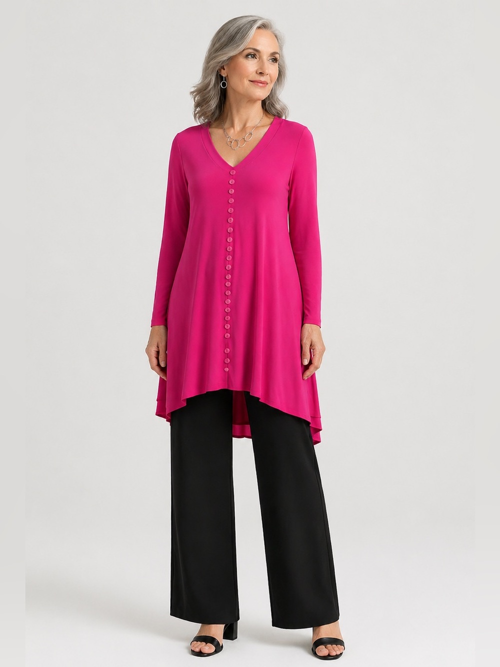 Sympli Duo Diva Tunic Long Sleeve Fuchsia NWT Size 16 Made in Canada